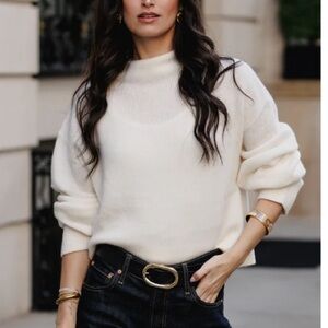 Archer Cream mock neck 100% cashmere Sweater